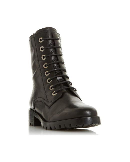 Dune Black Wide Fit 'prestone' Leather Lace Up Boots
