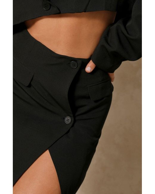 MissPap Black Pocket Detail Asymetric Mini Skirt