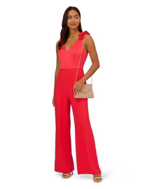 Adrianna Papell Red Satin Crepe Jumpsuit