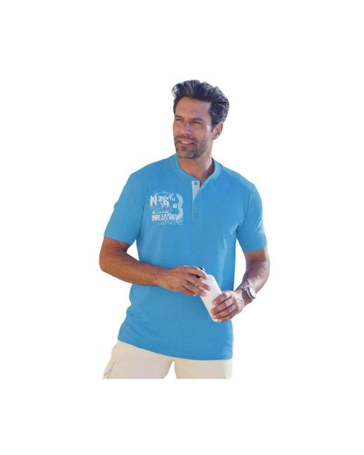 Atlas For Men Blue Sailing Henley T-shirt Pack Of 2 for men