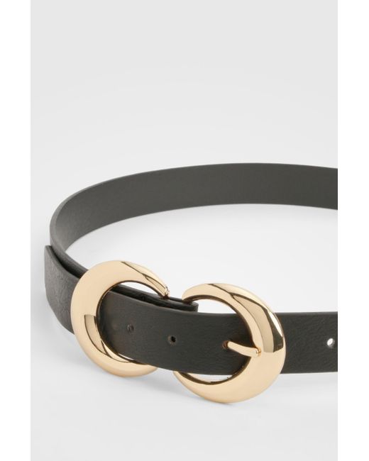 Boohoo Black Gold Double Ring Belt