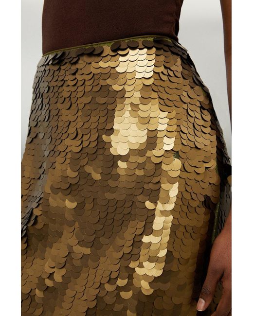 Karen Millen Metallic Matte Sequin Woven Midi Skirt