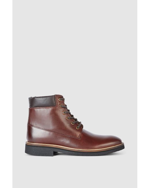 Mantaray Brown Rydal Leather Plain Toe Padded Collar Boot for men