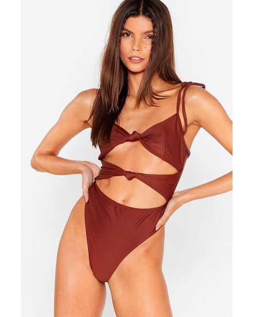 Nasty Gal Orange What Do You Sea Tie Cut-out Swimsuit