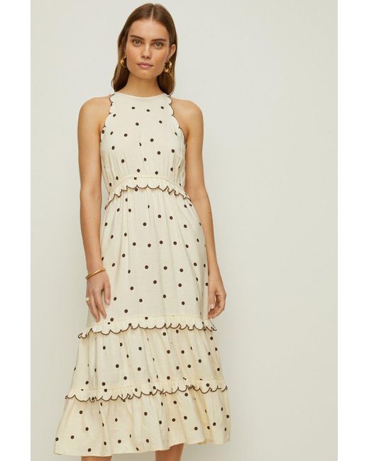 Oasis Natural Rachel Stevens Petite Linen Mix Printed Dress