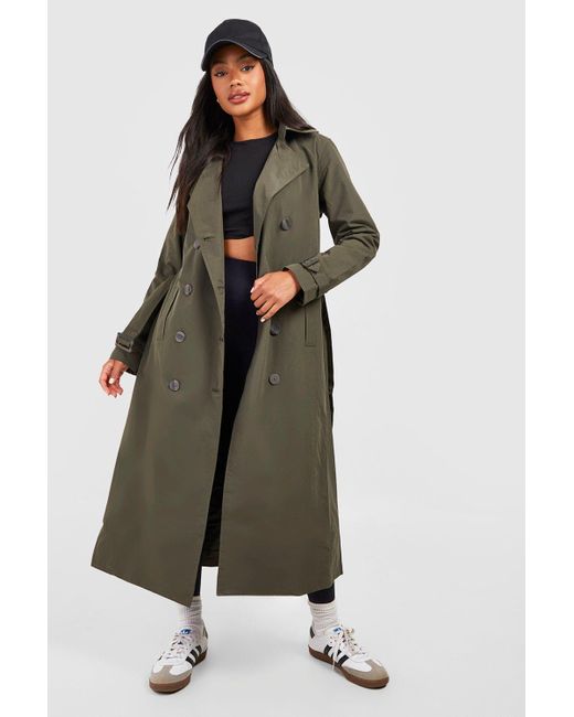 Boohoo Green Belted Trench Coat