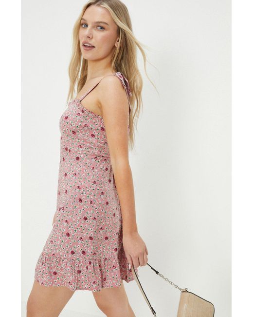 Dorothy Perkins Petite Pink Floral Strappy Mini Dress