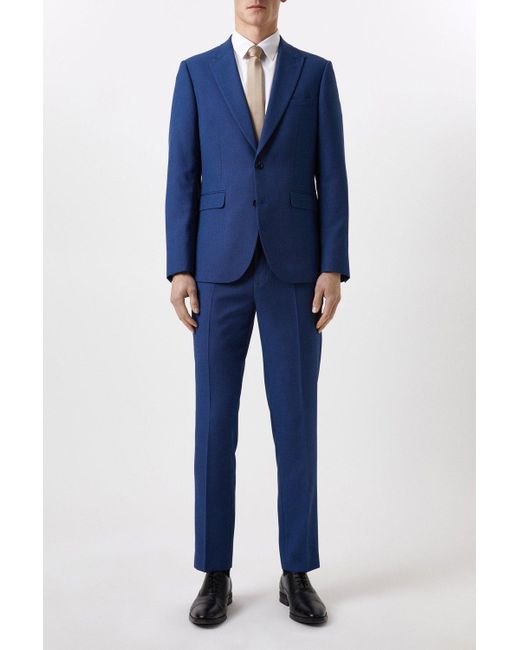 Burton Plus And Tall Slim Fit Blue Birdseye Suit Jacket for men