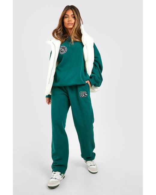 Boohoo Varsity Applique Sweater Tracksuit in Green Lyst UK