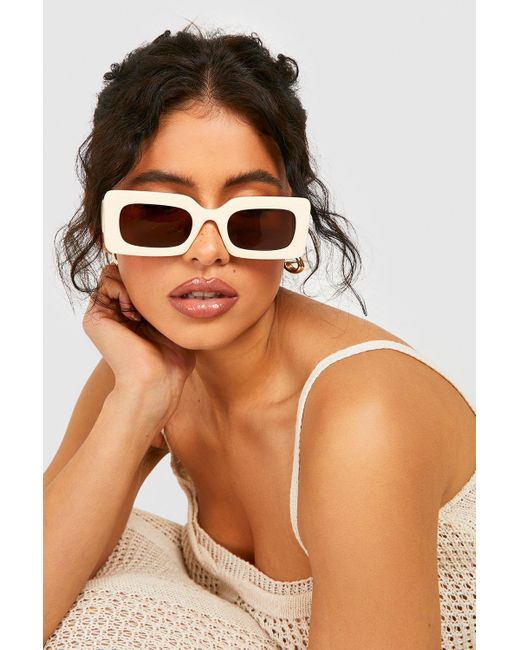 Boohoo Brown Cream Retro Sunglasses