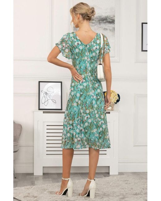 Jolie Moi Green Dailyn Floral Print Mesh Maxi Dress