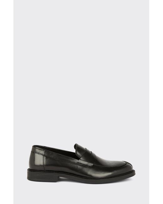 Burton Black Smart Leather Slip On Loafers for men