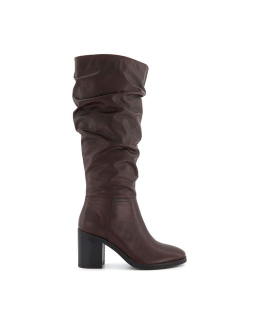Dune Brown 'truce' Leather Knee High Boots