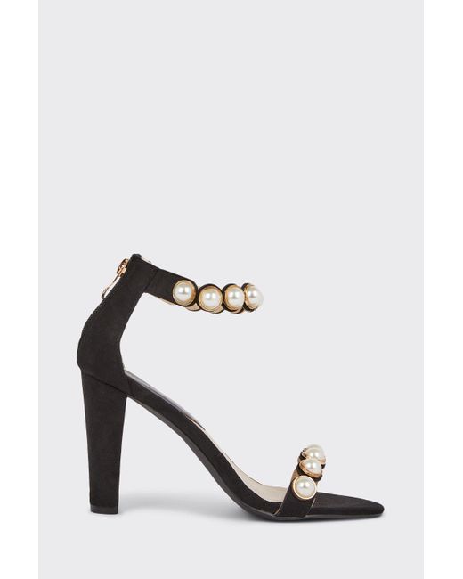 Wallis Black Samba Pearl Detail Heeled Sandals