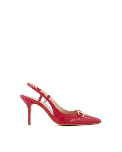 Dune Red 'click' Leather Strappy Heels