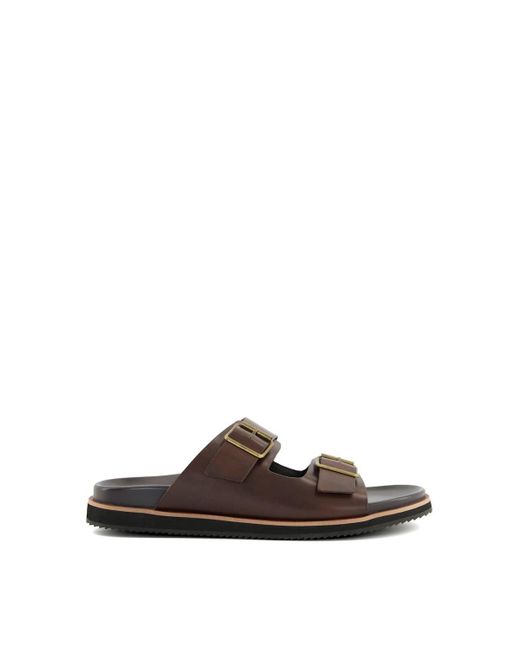 Dune Brown 'itare' Leather Sandals for men