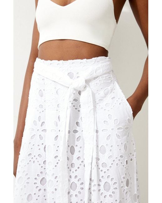 Karen Millen White Broderie Woven Maxi Skirt