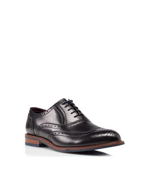 Dune Black Wide Fit 'pollodium' Leather Brogues for men