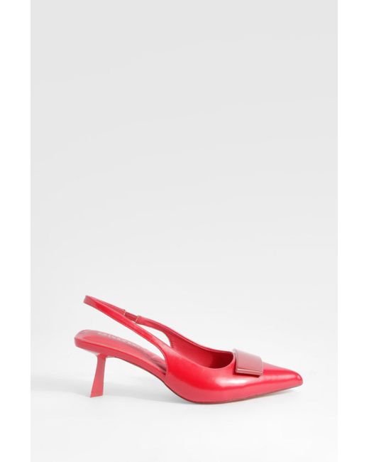Boohoo Red Low Slingback Point Heeled Courts