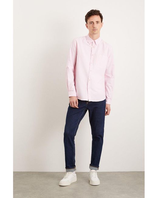 Burton Pink Long Sleeve Pocket Oxford Shirt for men