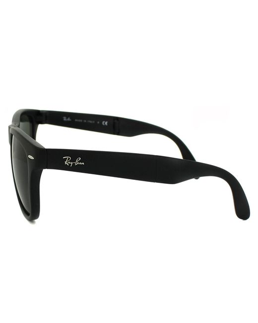 Ray-Ban Rectangle Matt Black Green Folding Wayfarer 4105 Sunglasses for men