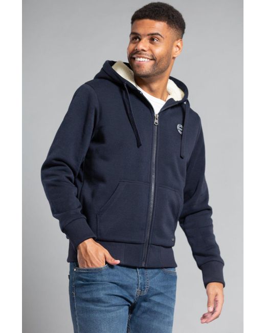 Tokyo Laundry Blue Borg Lined Zip-through Hoody for men