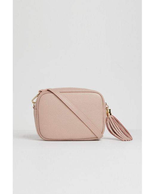 Betsy & Floss Pink 'verona' Crossbody Tassel Bag With Dark Leopard Strap