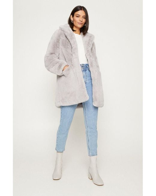 Oasis Blue Long Faux Fur Coat
