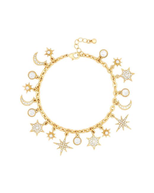 Mood Metallic Gold Crystal Celestial Charm Bracelet