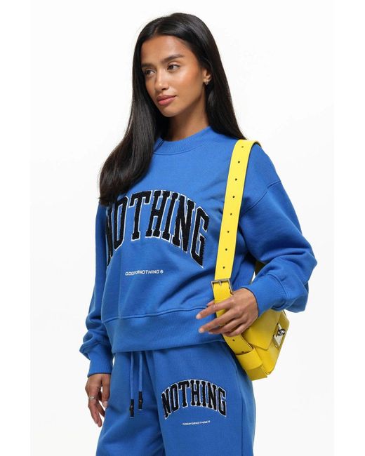 Good For Nothing Blue Oversized Cotton Blend Boucle Logo Sweatshirt