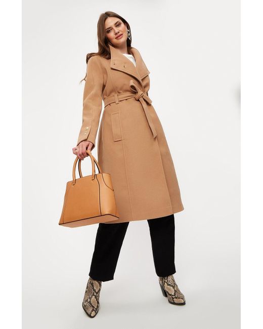 Dorothy Perkins Natural Tall Button Cuff Wrap Coat