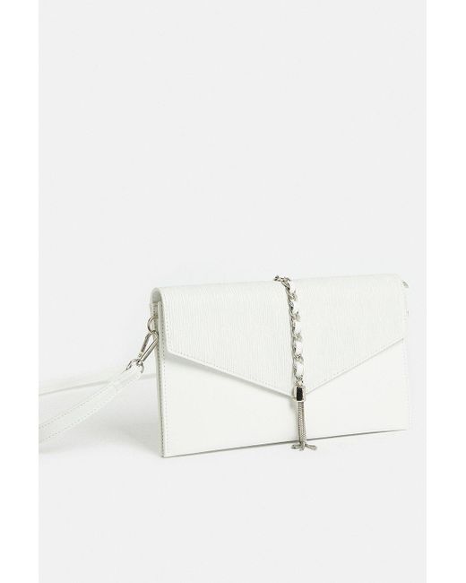 Coast White Chain Detail Envelope Clutch Bag