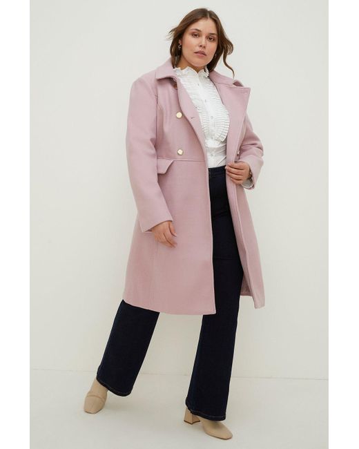 Oasis Pink Plus Size Button Detail Dolly Coat