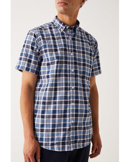 MAINE Blue Regular Check Shirt for men