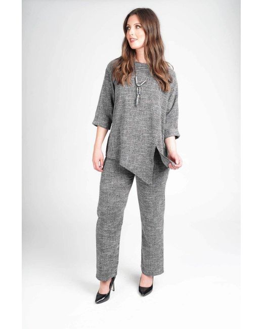 Saloos Gray Textured Mock Tie Trousers