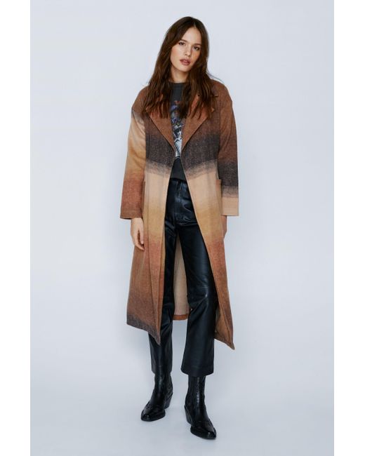 Long faux top wool coat