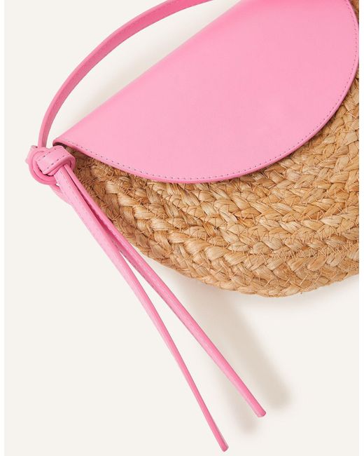 Accessorize Pink Jute Flap Cross-body Bag