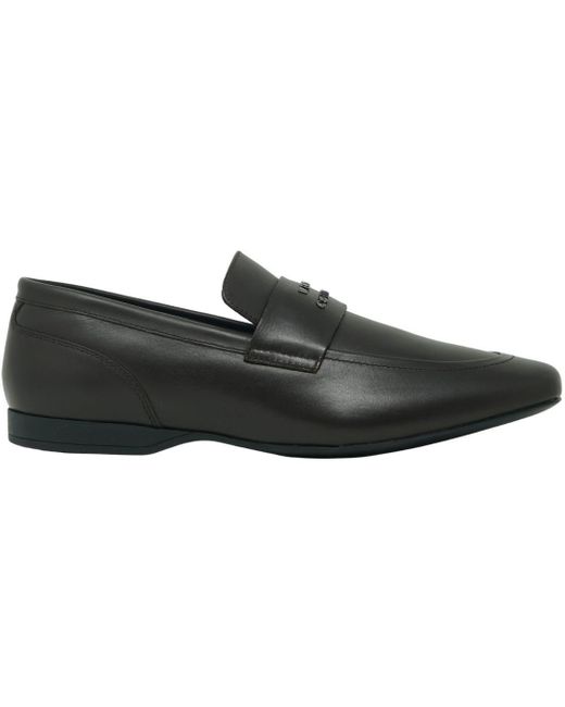 Versace Black Loafer Brown Leather Shoes for men