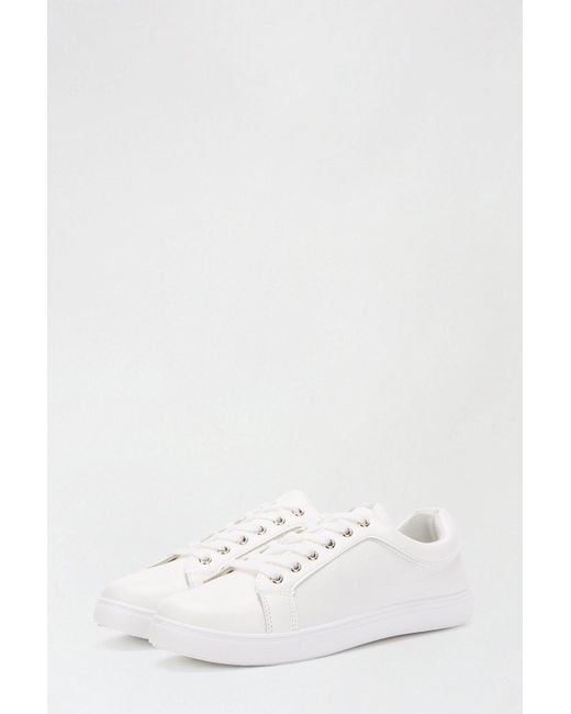 Dorothy Perkins Wide Fit White Ireland Lace Up Trainers