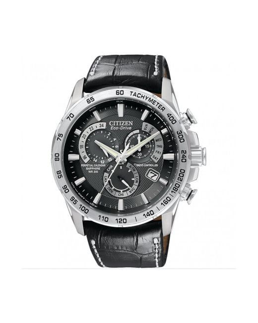 Citizen Black Chrono Perpetual A-t Stainless Steel Classic Watch - At4000-02e for men