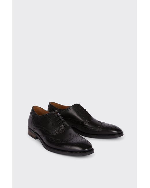 Burton Leather Smart Black Oxford Brogue Shoes for men