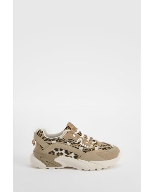 Boohoo Multicolor Leopard Print Chunky Sneakers
