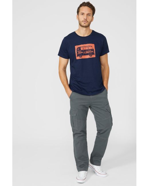 Mantaray Blue Form & Function Printed Tee for men