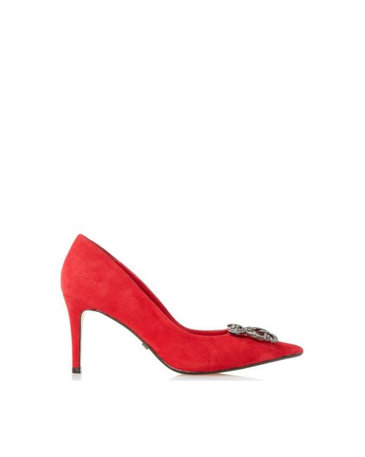 Dune Red 'betti' Suede Court Shoes