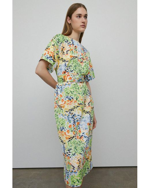 Warehouse Multicolor Petite Abstract Spot Soft Shift Dress