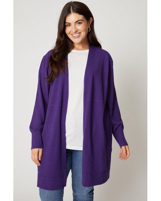Wallis Curve Purple Longline Seam Cardigan