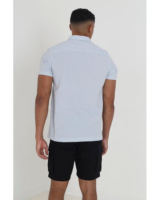 Brave Soul White 'gilles' Cotton Seersucker Short Sleeve Shirt for men