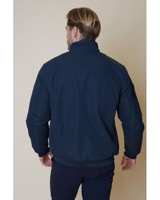 Threadbare Blue 'arnos' Showerproof Borg Lined Harrington Jacket for men