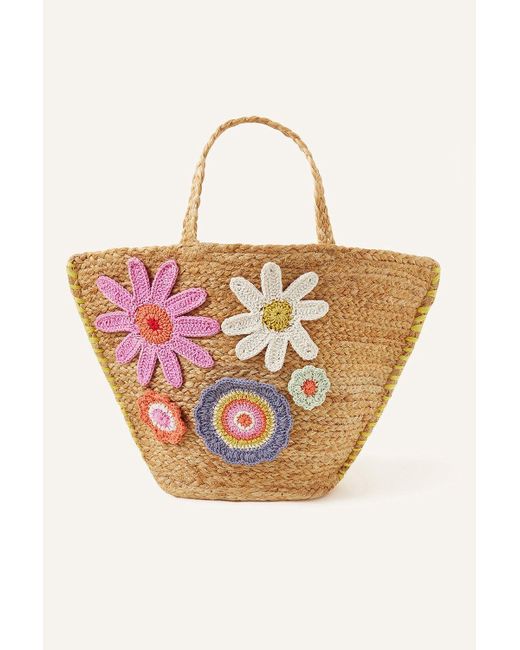 Accessorize Pink Flower Applique Basket Bag