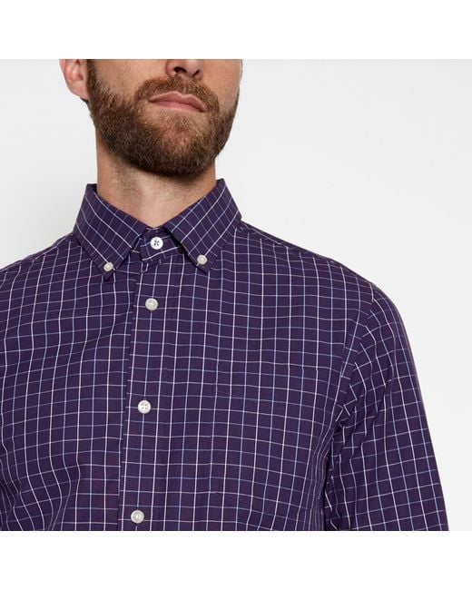MAINE Purple Checked Print Shirt for men